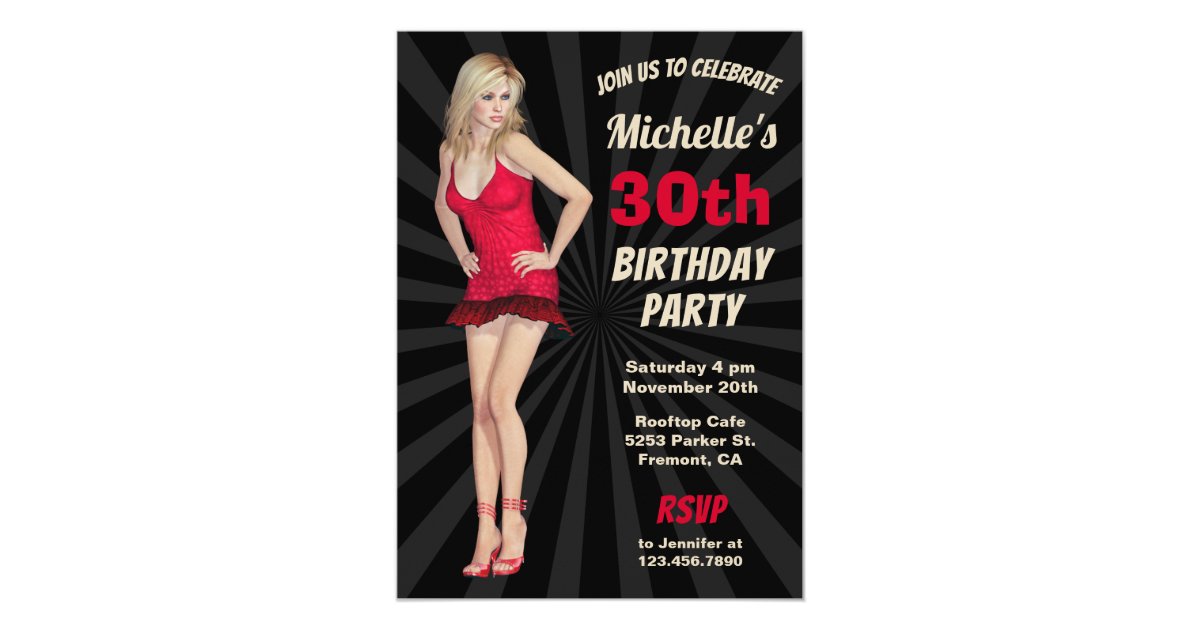 Sexy Hot Blonde Woman Birthday Party Invitation | Zazzle.com
