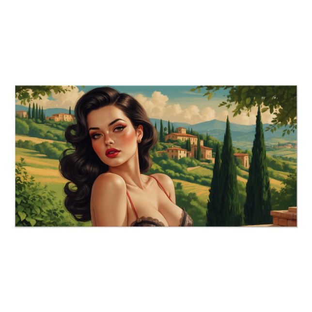 Sexy Italian Pin-up in Tuscany Poster (Front)