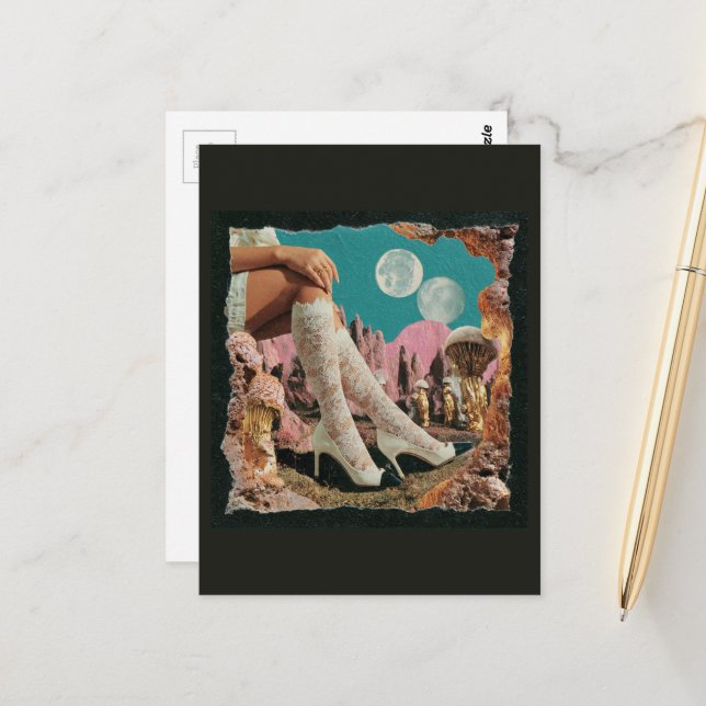 Sexy Legs in Lace and Heels Collage  Postcard (Front/Back In Situ)