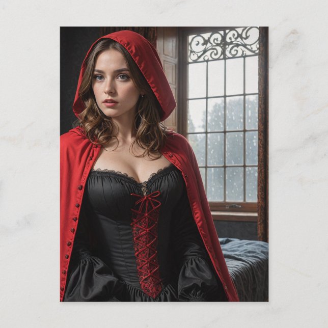 Sexy Lingerie Black and Red Blond Postcard (Front)