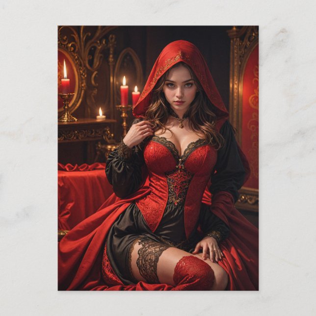 Sexy Lingerie Black and Red Gothic Postcard (Front)