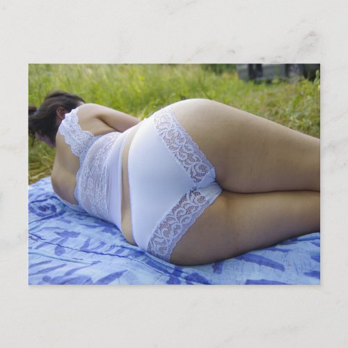Sexy lingerie model white lace photo postcard