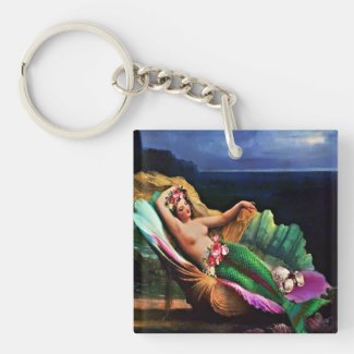 Sexy Mermaid Square Keychain