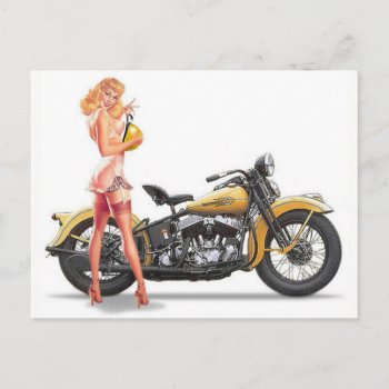 Sexy Motor Pin Up Girl Postcard by VintageBeauty at Zazzle