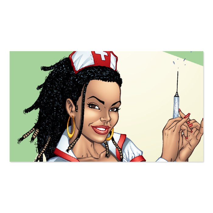 Sexy Nurse with Dreadlocks Giving You A Shot Business Card Templates