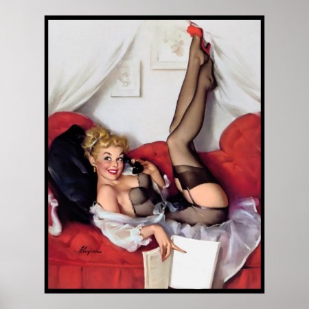 Sexy Pin Up In Bed Poster
