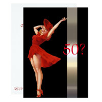 Sexy Pin Up,  Lady in Red, Birthday Invitation