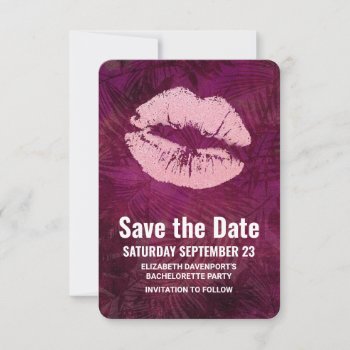 Sexy Pink Glitter Lips Glamorous Bachelorette Save The Date by Mirribug at Zazzle