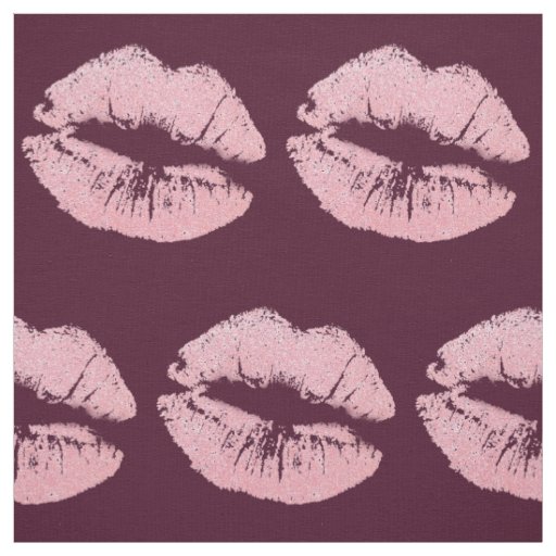 Sexy Pink Glitter Lips Glamorous  Pattern Fabric