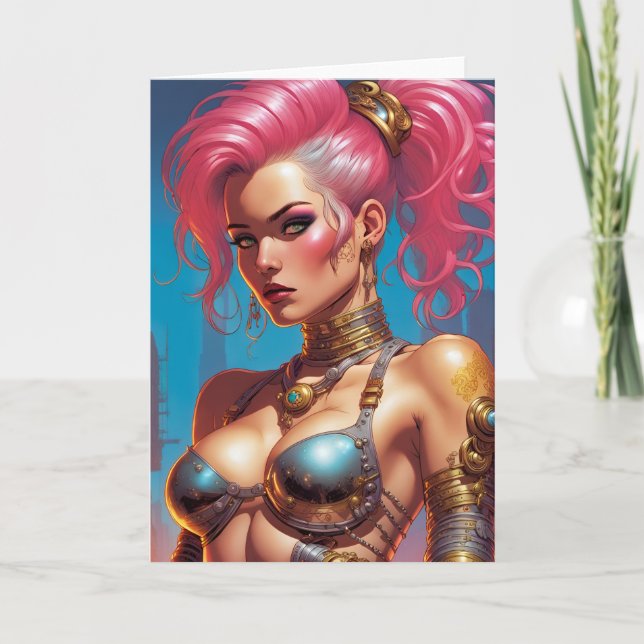 Sexy Pink Hair All Occasions Greeting Card (Front)