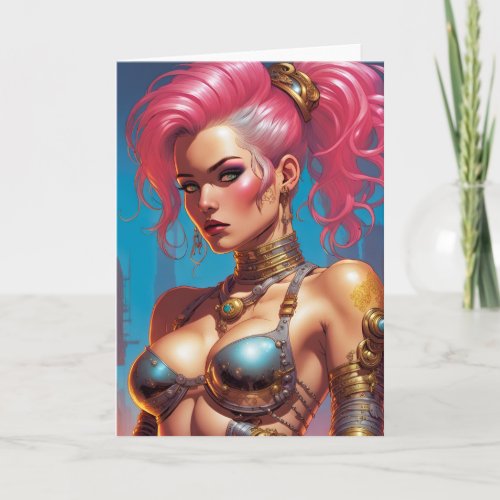 Sexy Pink Hair All Occasions Greeting Card