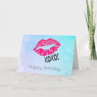 Sexy Pink Kissy Lips with xoxo! Birthday Card