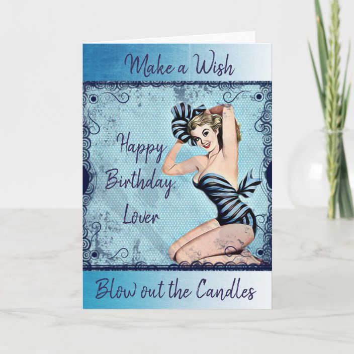 Sexy Pinup Girl Retro Lady Vintage Birthday Wishes Card