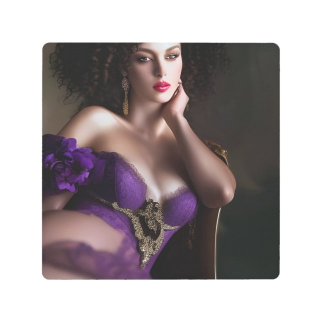 Sexy Purple Lingerie Metal Print (Front)