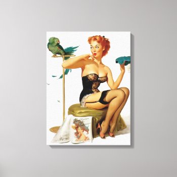 Sexy Red Hair Pinup Girl Canvas Print by RetroAndVintage at Zazzle