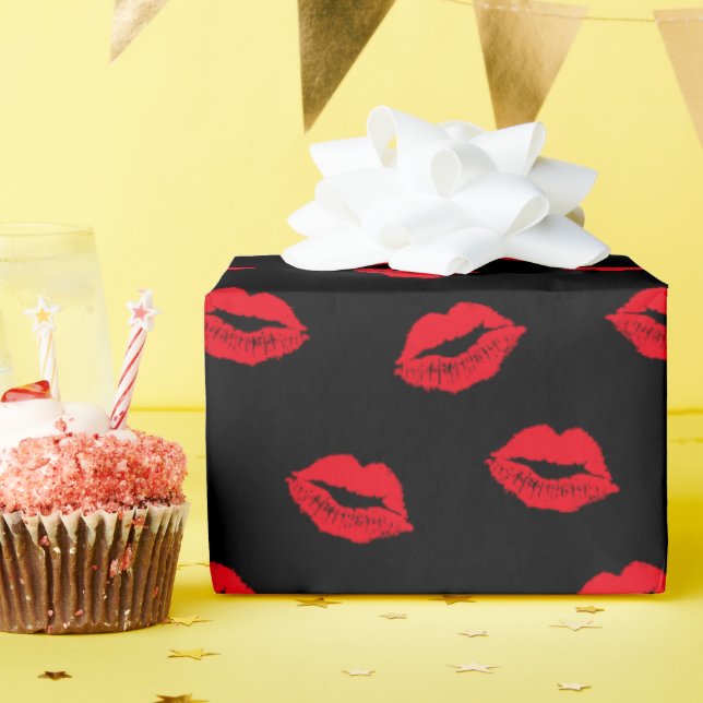 Sexy Red Lips Cute Wrapping Paper (Birthday Party)