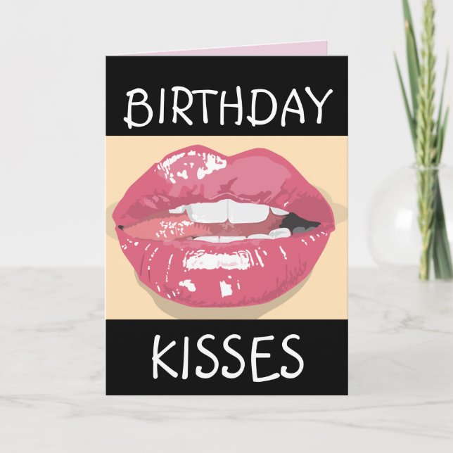 SEXY ROMANTIC LIPS BIRTHDAY Greeting Card HUSBAND (Front)