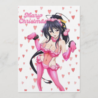 Sexy Santa Marry Cristmas Pink Heart Anime Diva Invitation