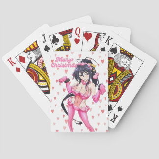 Sexy Santa Marry Cristmas Pink Heart Anime Diva Poker Cards
