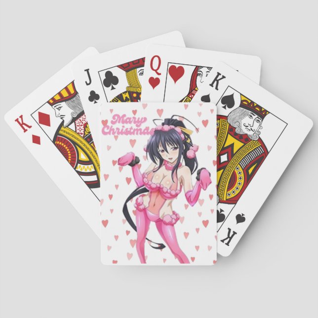 Sexy Santa Marry Cristmas Pink Heart Anime Diva Poker Cards (Back)