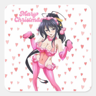 Sexy Santa Marry Cristmas Pink Heart Anime Diva Square Sticker
