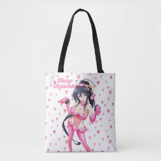 Sexy Santa Marry Cristmas PinkHeart Anime Diva Tote Bag