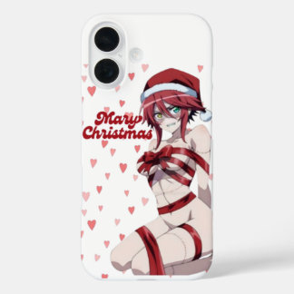 Sexy Santa Marry Cristmas Wrapped Anime Girl iPhone 16 Case
