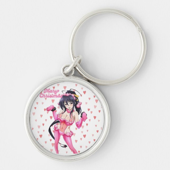 Sexy Santa Marry CristmasPink Heart Anime-Keychain Keychain (Front)