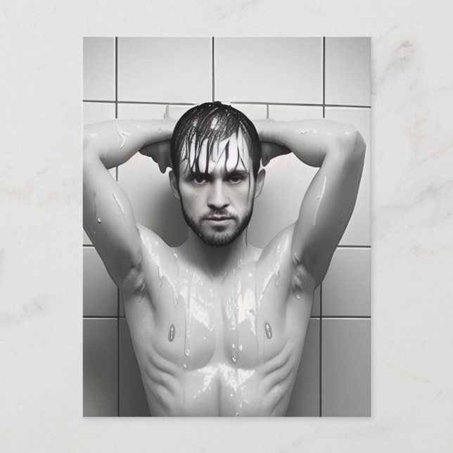 Sexy Shower Man Postcard (Front)