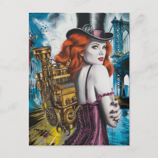 Sexy Steampunk Woman By The River Postcard (Front)