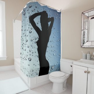 Sexy under shower, woman body silhouette art 2 shower curtain