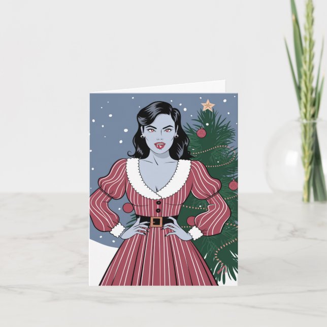 Sexy Vampire Lady Christmas Card (Front)