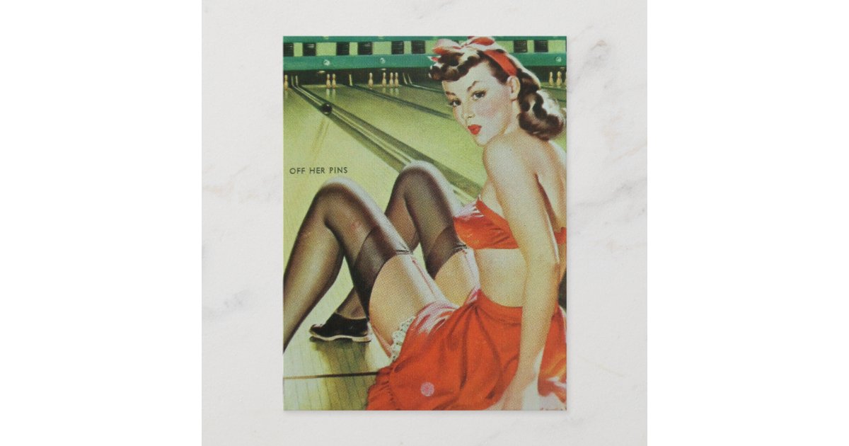 Sexy Vintage Pin Up Girl Kitch Postcard Zazzle 