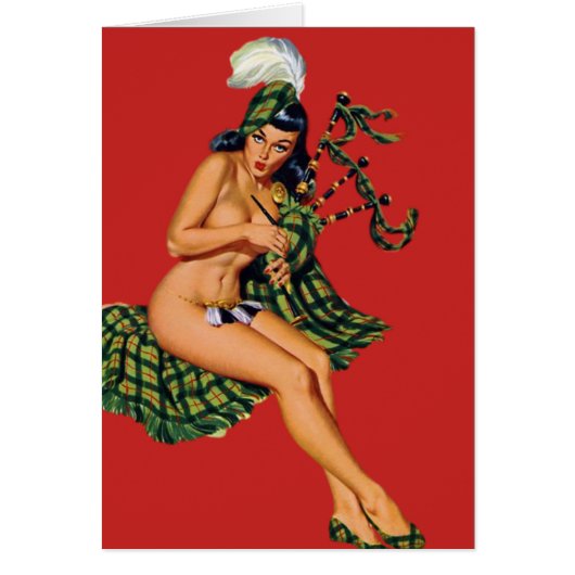 Sexy Vintage Scottish Pinup with Bagpipes (Front)