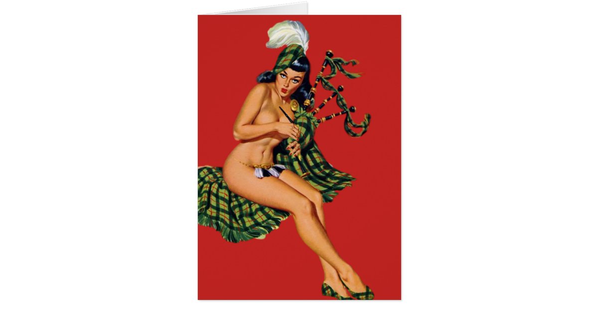 Sexy Vintage Scottish Pinup With Bagpipes Zazzle Com