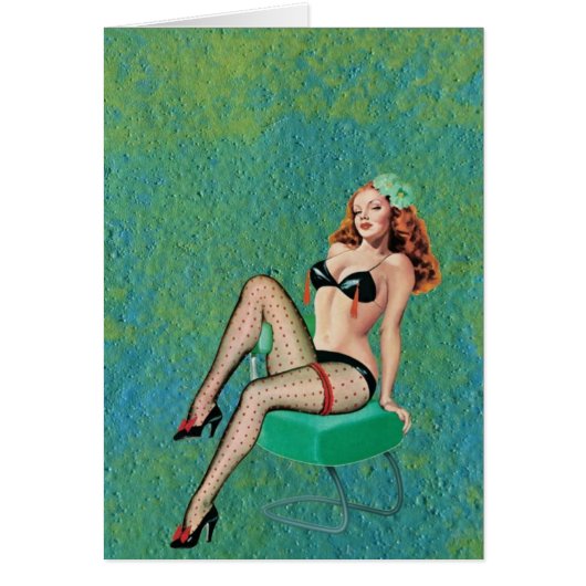 Sexy Vixen on Green Mixed Media, Birthday (Front)