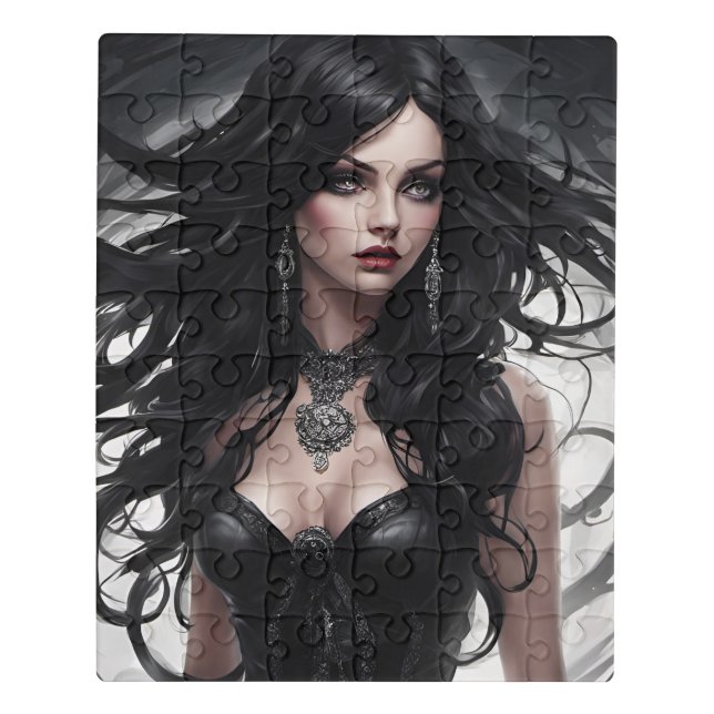 Sexy Woman in Black Jigsaw Puzzle (Puzzle Vertical)