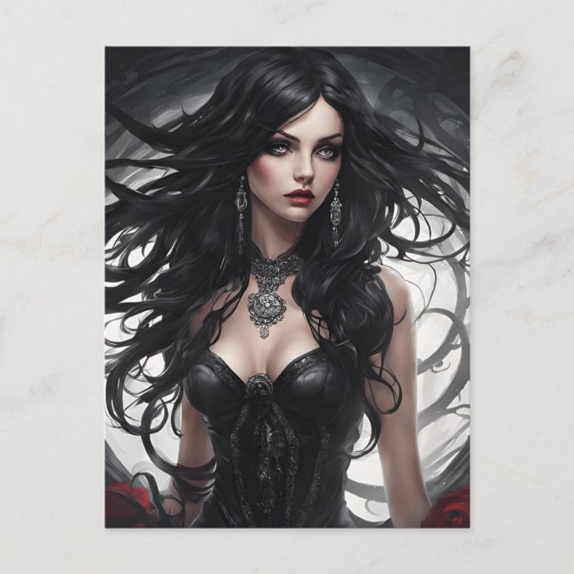 Sexy Woman in Black Postcard (Front)