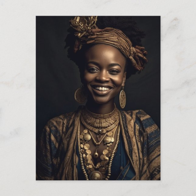 Sexy Woman in Gold and Black Postcard (Front)