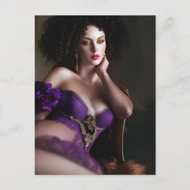 Sexy Woman in Purple Postcard (Front)