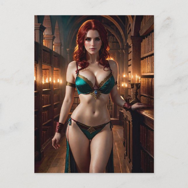 Sexy Woman with Red Hair Postcard (Front)