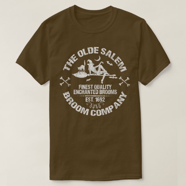 Sey Basic Witch Olde Salem Broom Company Emblem He T-Shirt (Design Front)