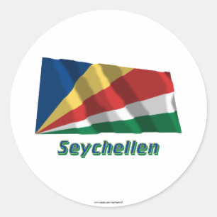 Seychellen Fliegende Flagge mit Namen Classic Round Sticker