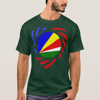 Seychelles American Multinational Patriot Flag Hea T-Shirt