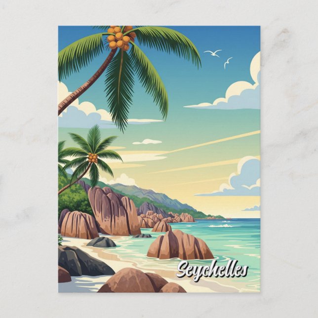 Seychelles Anse Source d'Argent Beach Travel Postcard (Front)