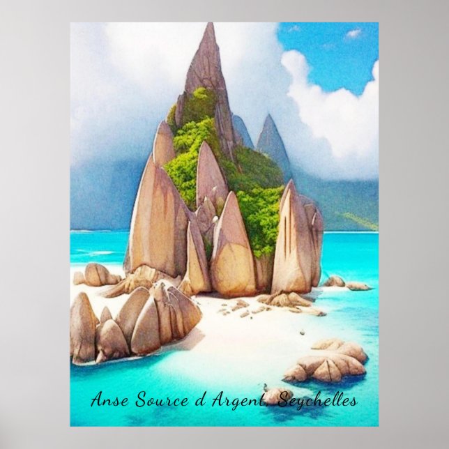 Seychelles Beach Art Ocean Lover Poster (Front)