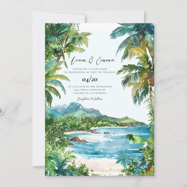 Seychelles Destination wedding Invitation (Front)