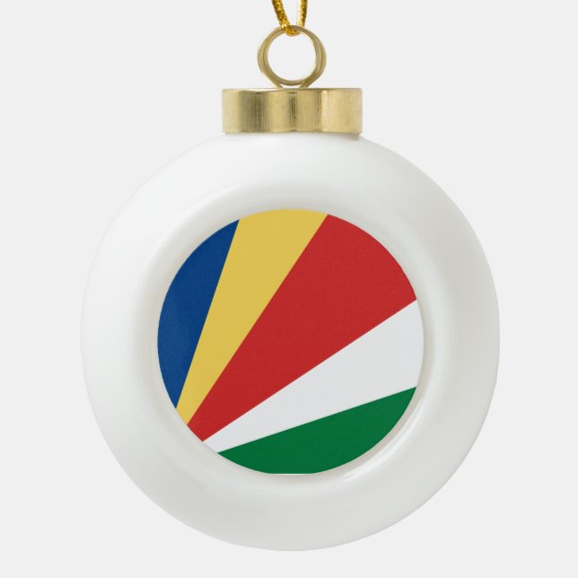 Seychelles Flag Ceramic Ball Christmas Ornament (Front)