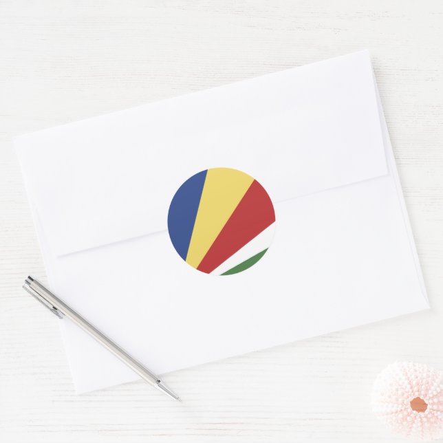 Seychelles flag classic round sticker (Envelope)