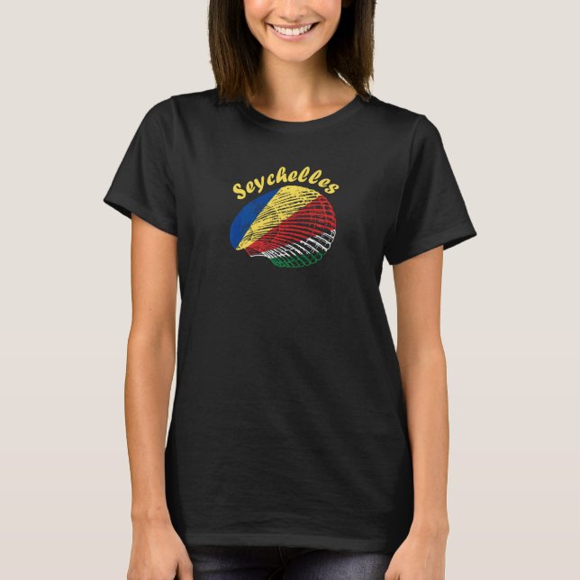 Seychelles Flag Sea Shell Beach Sunset African Isl T-Shirt (Front)
